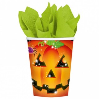 8 Halloween Kinder Becher 266 ml Trinkbecher Kürbis Partybecher