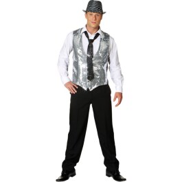 Show Weste Paillettenweste silber Disco Outfit