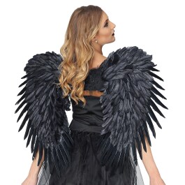 Boland Kostüm-Flügel Schwarze Flügel, Gefiederte Schwingen für grazile  Fantasiewesen