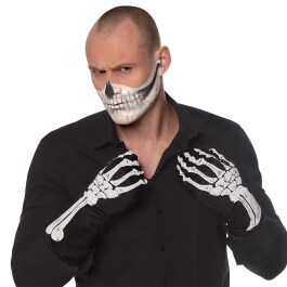 Schwarze Kostüm Handschuhe XL Knochenhände Bones