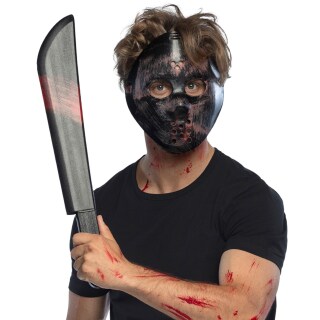 Halloween Macheten-Killer Set mit Gesichtsmaske und Machete 53 cm